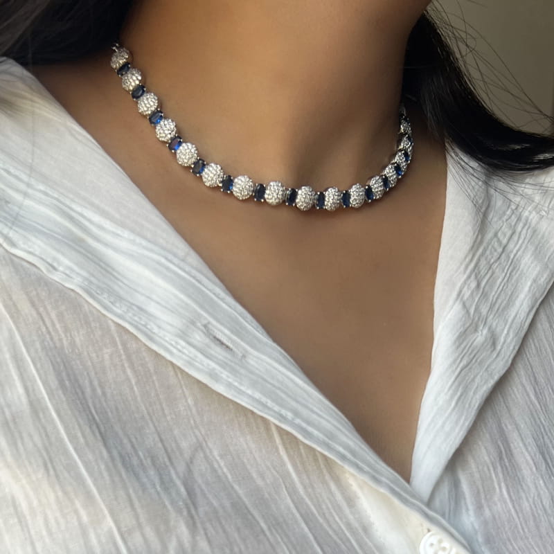 Irisa Blue Colored Necklace Set