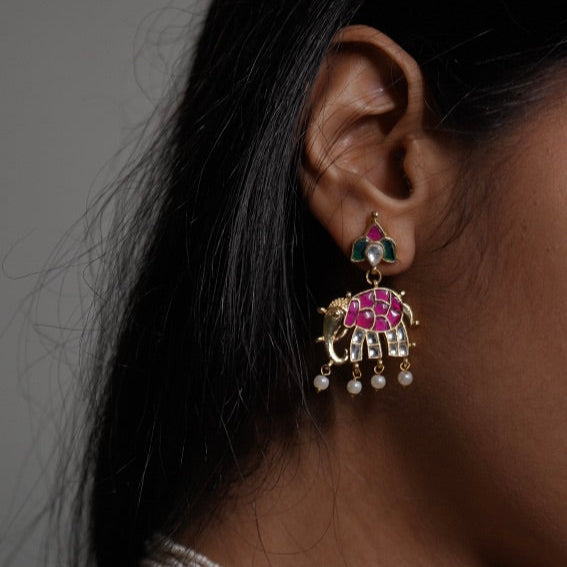 Elephant Jadau Earrings