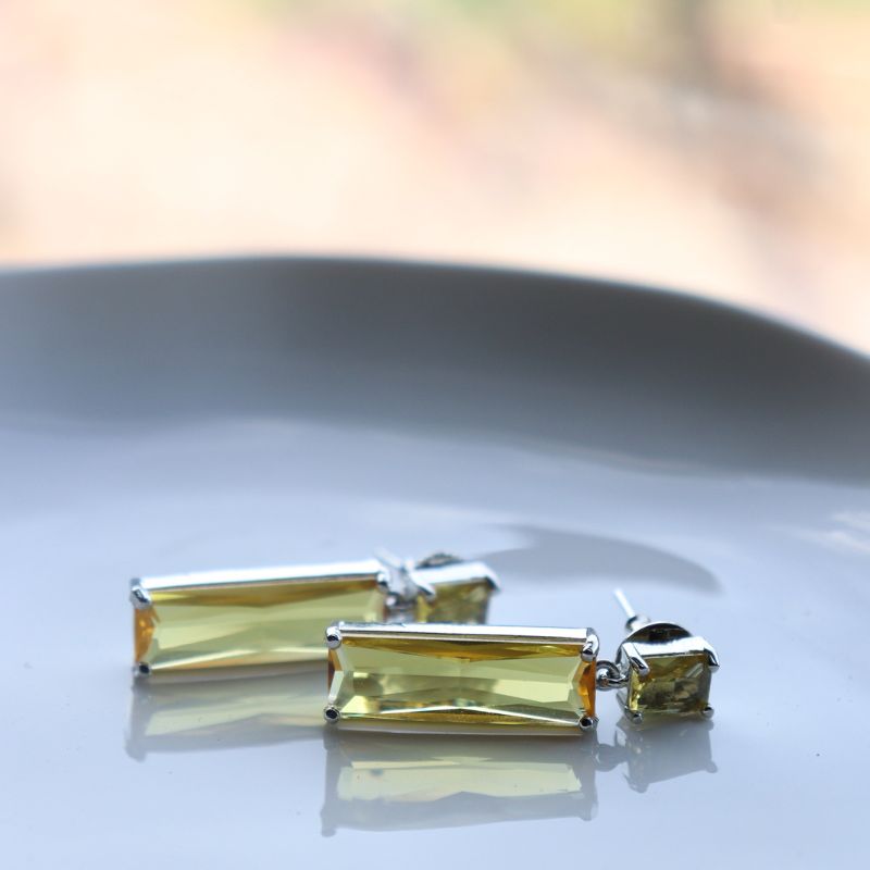 Brick Earrings - Citrine