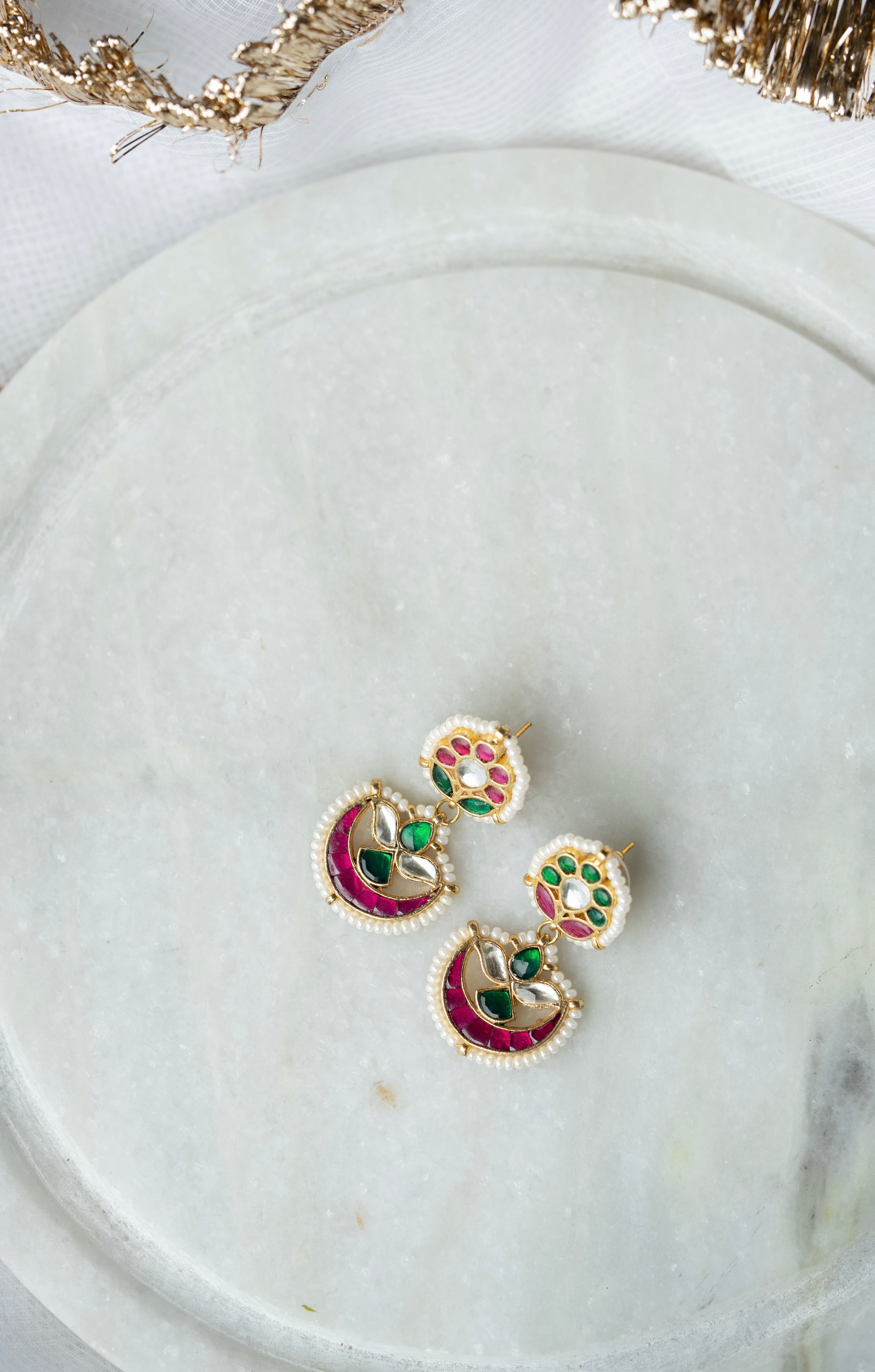 Phool aur Chand Jadau Earrings