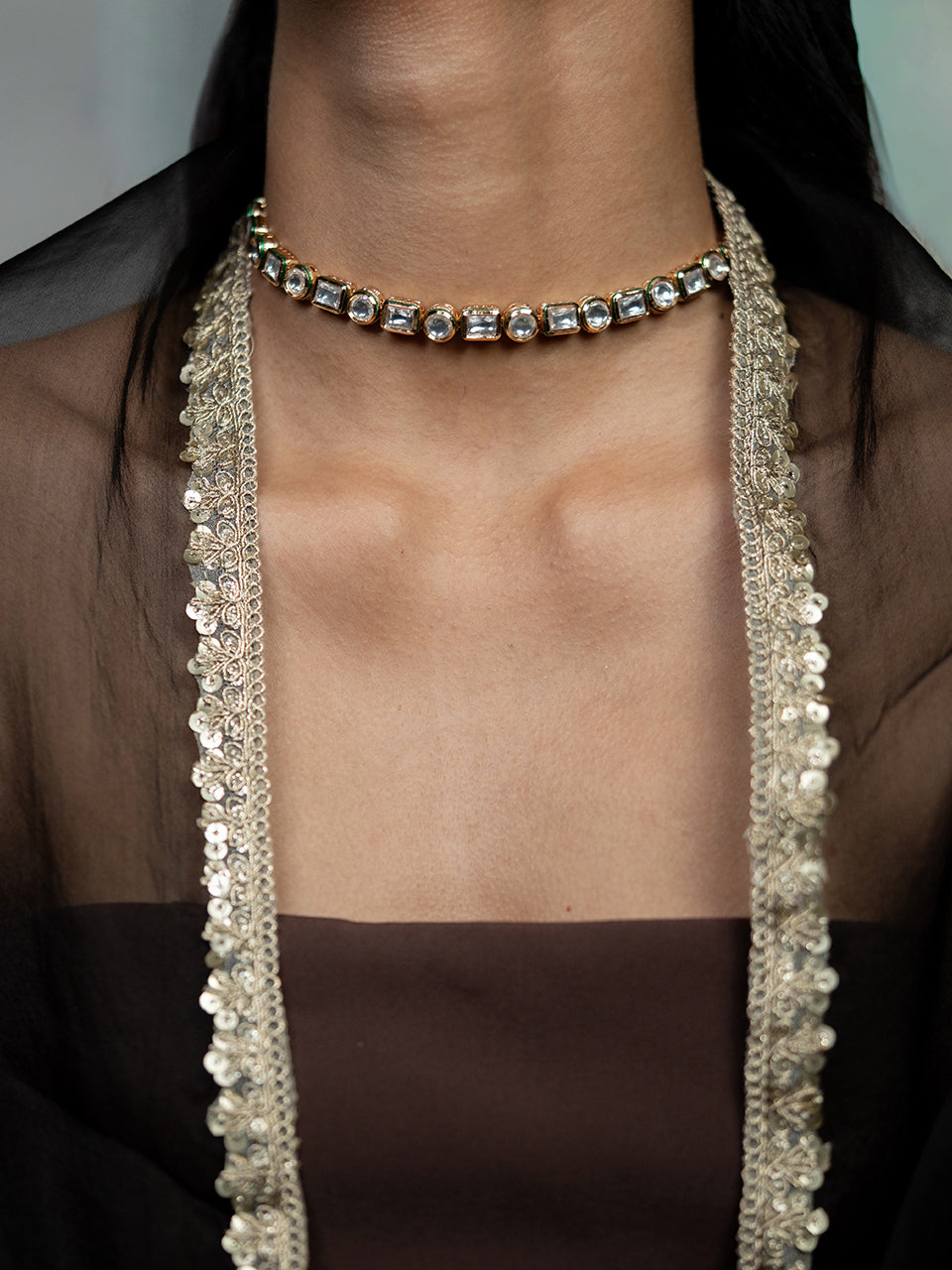 Alaya Single line Kundan necklace