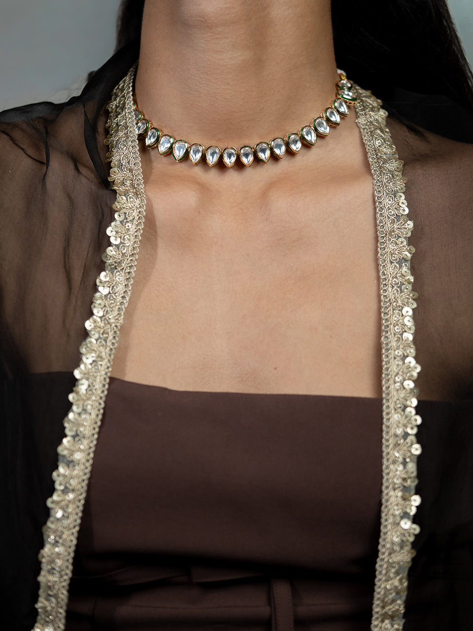 Alaya Single line Kundan necklace