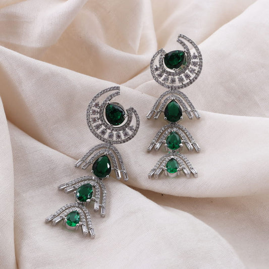 Moon Emerald Dangler Earrings