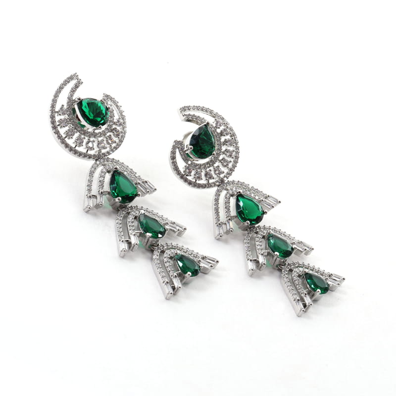 Moon Emerald Dangler Earrings