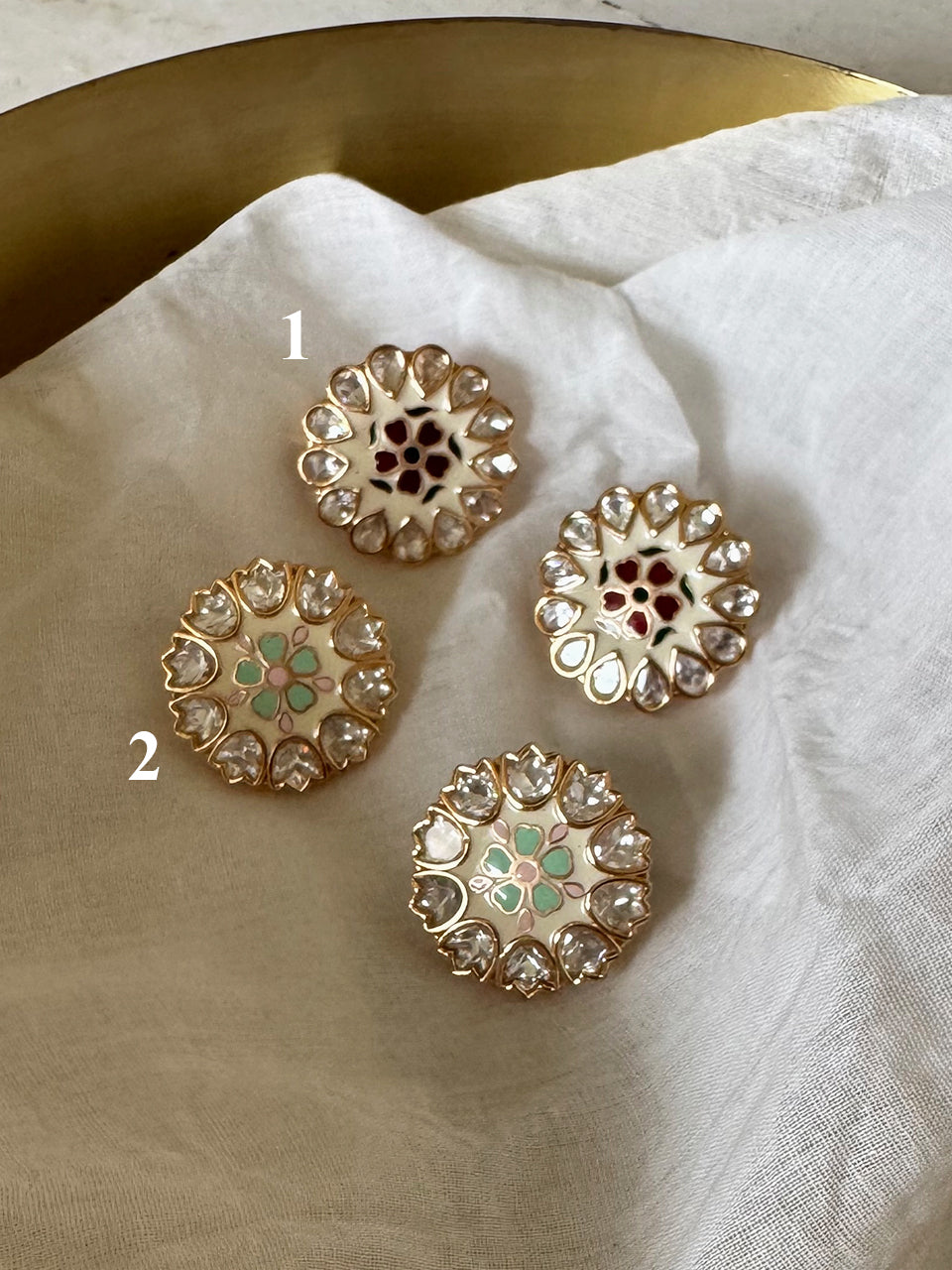 Gulbahar Enamel Kundan Earrings
