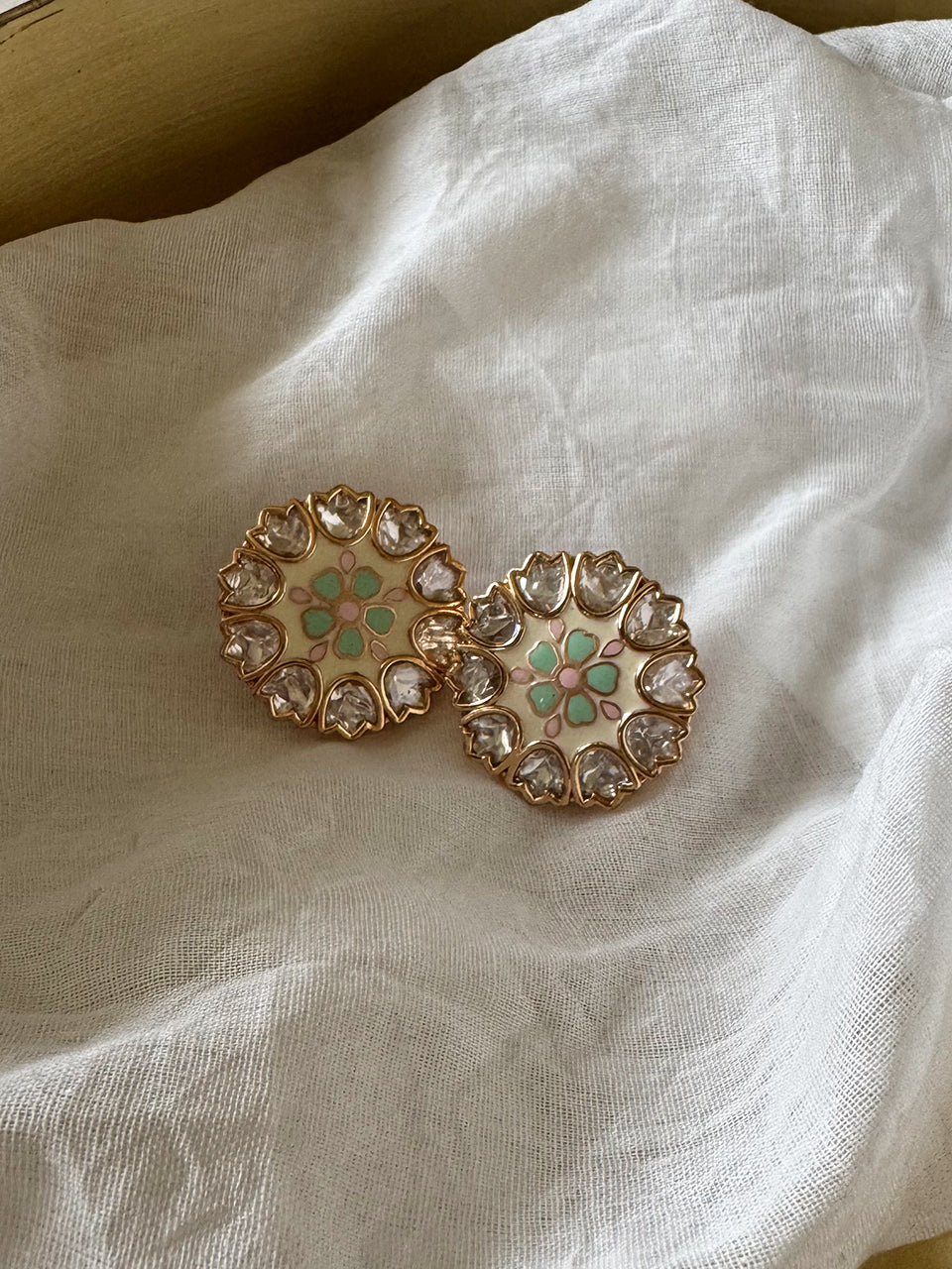 Gulbahar Enamel Kundan Earrings