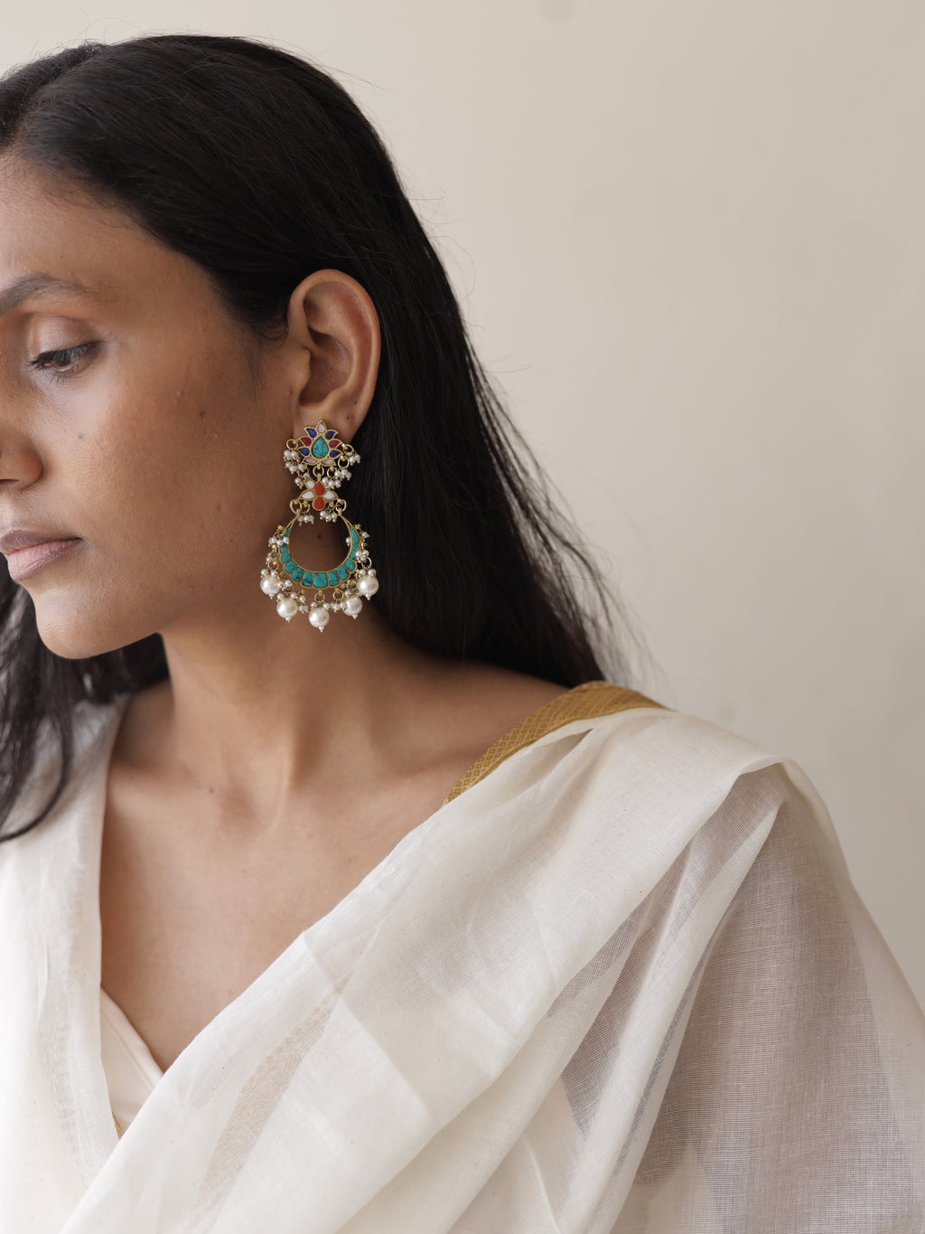 Multistone Chandbali Earrings
