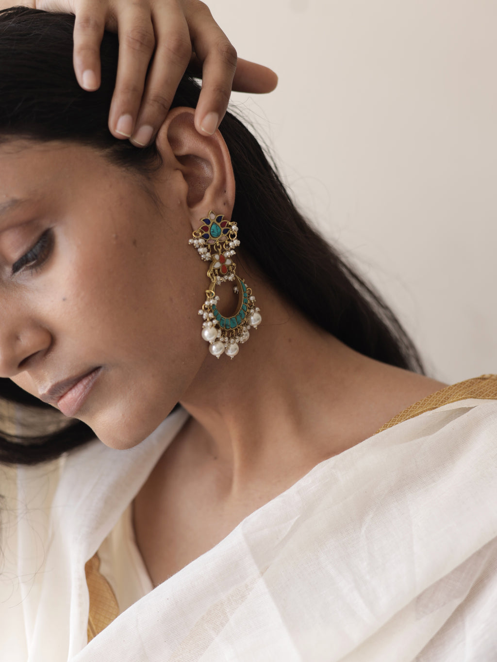 Multistone Chandbali Earrings