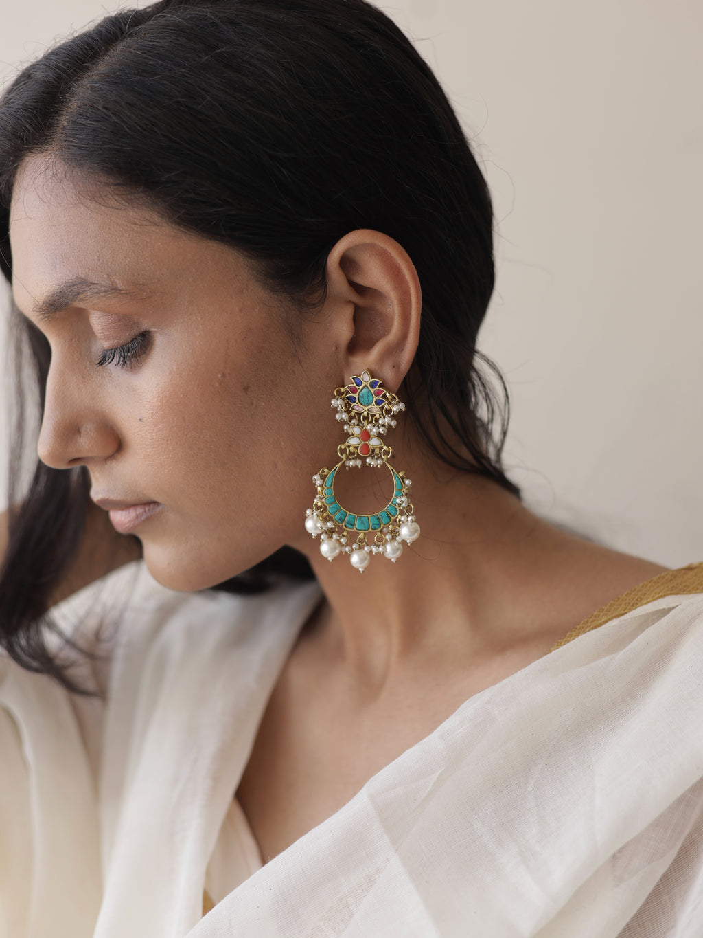 Multistone Chandbali Earrings