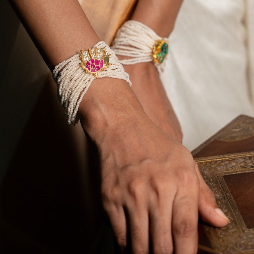 Elephant Pearl Jadau Bracelet