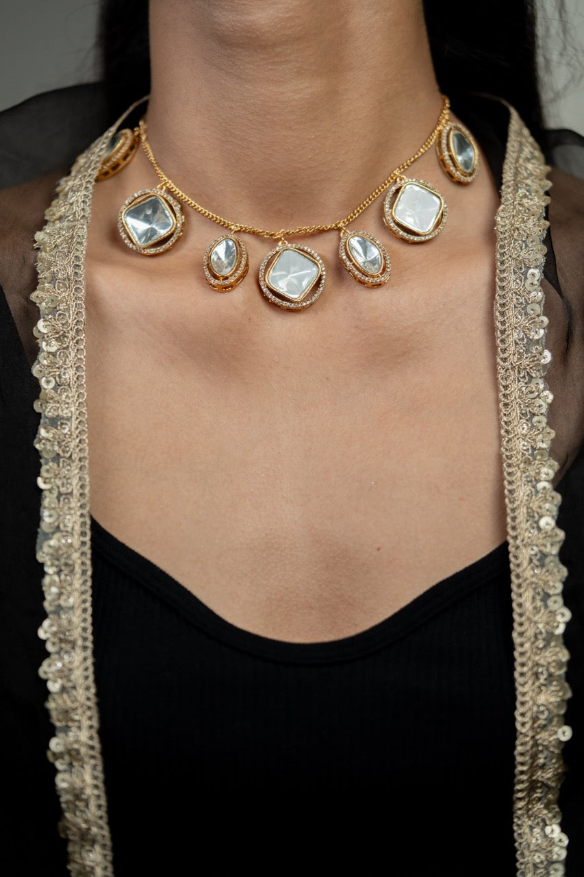Sana Polki Drop Necklace