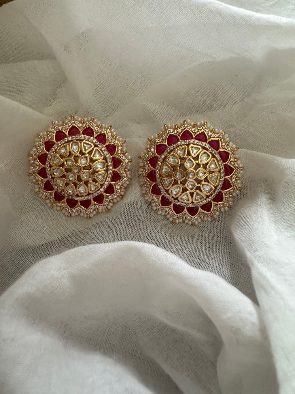 Jahnavi Kundan Polki Stud Earrings