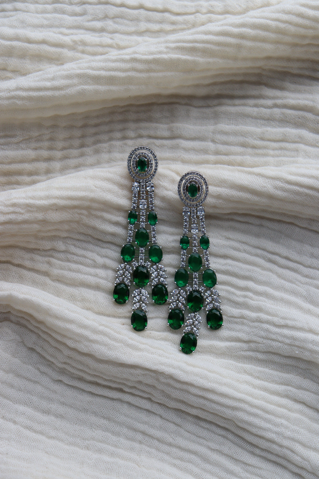 Bud Earrings - Green cubic zirconia earrings