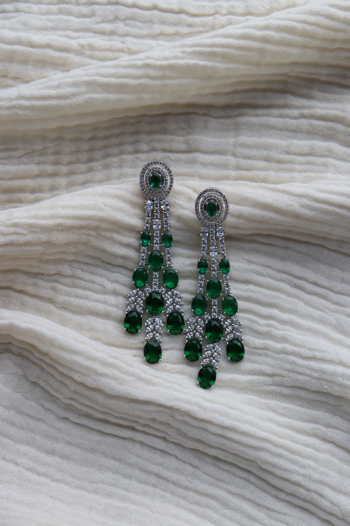 Bud Earrings - Green cubic zirconia earrings