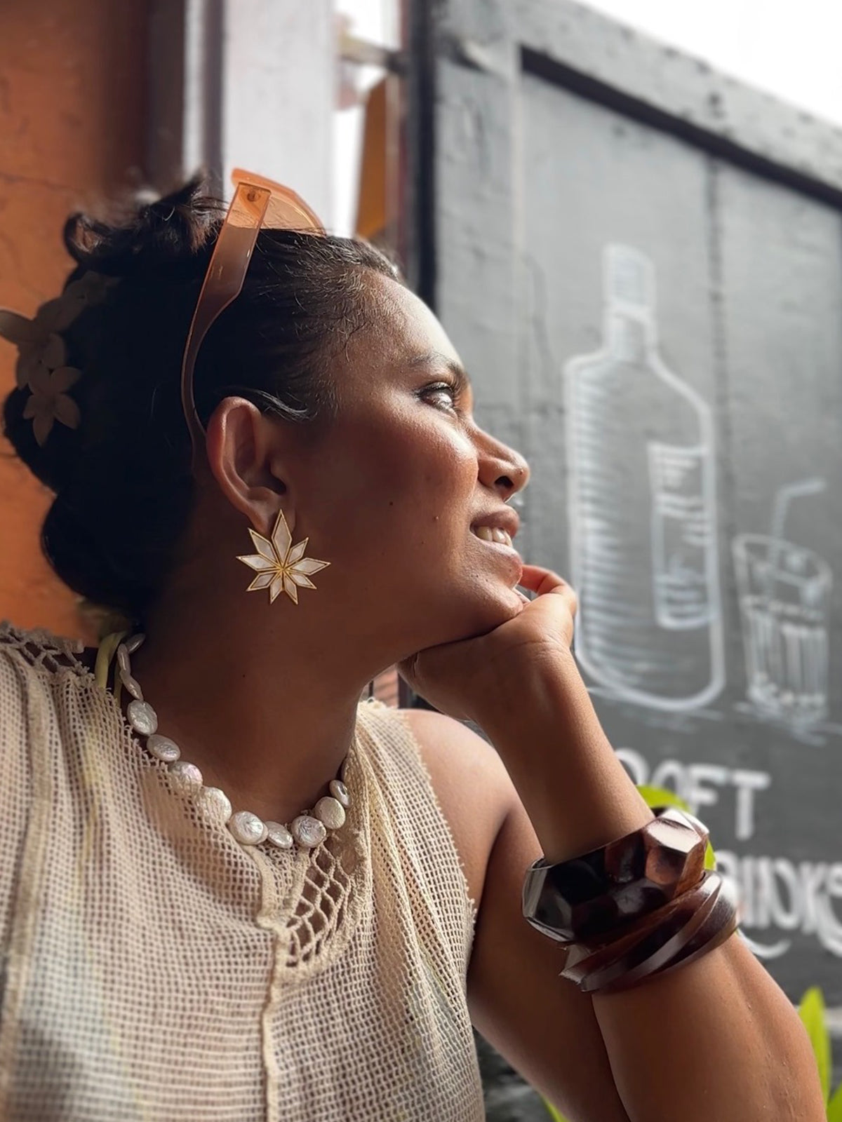Cream Tara Earrings