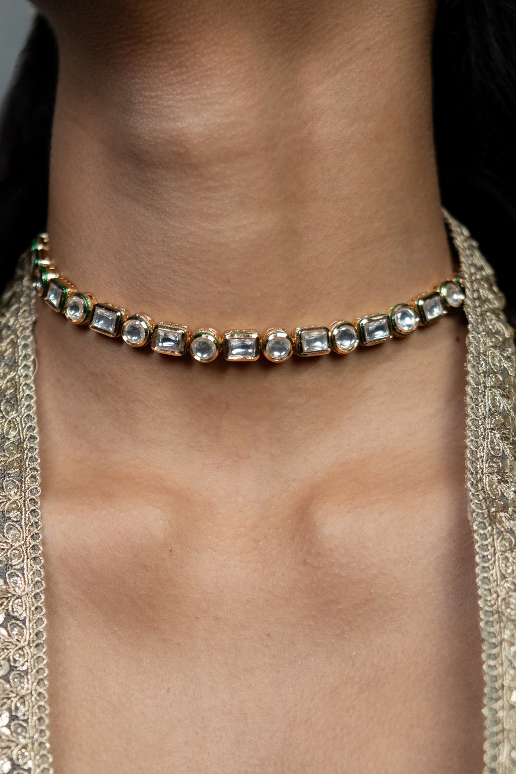Alaya Single line Kundan necklace