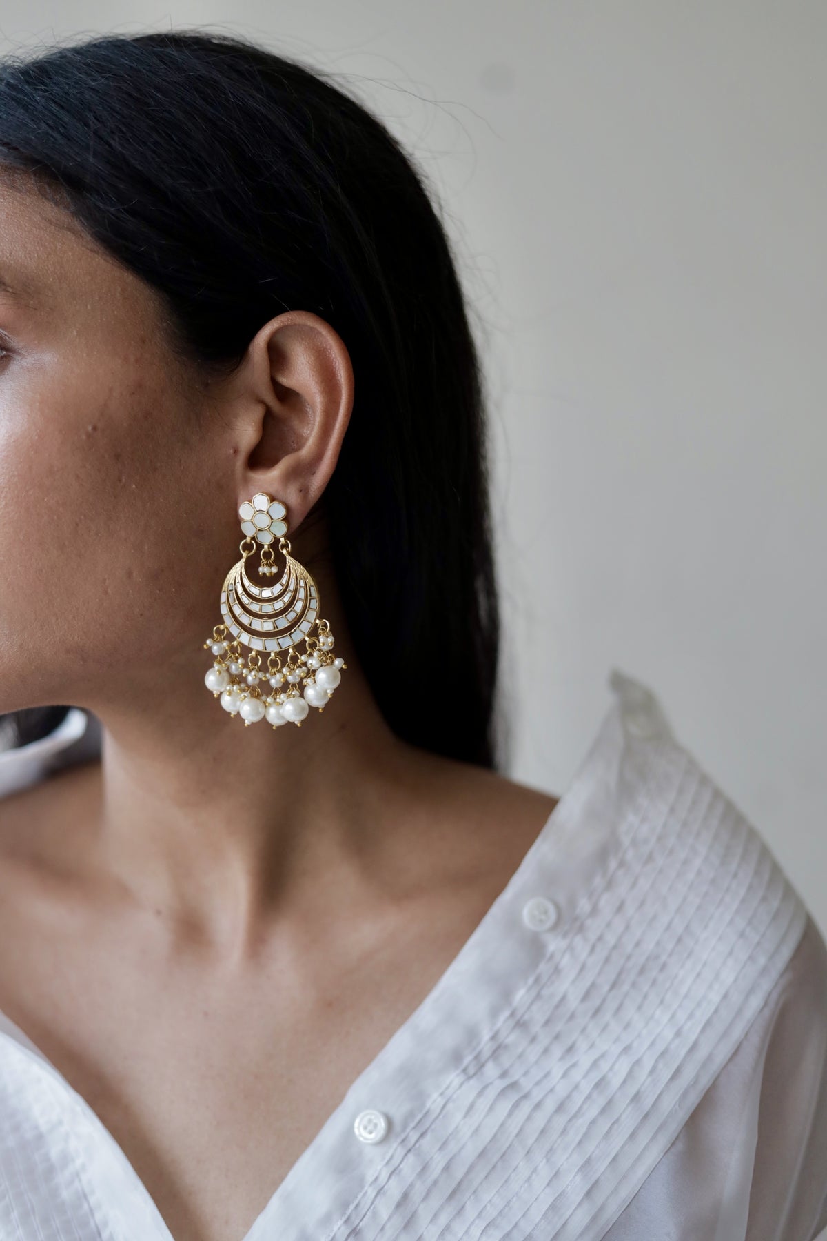 Sarina MOP Chandbali Earrings