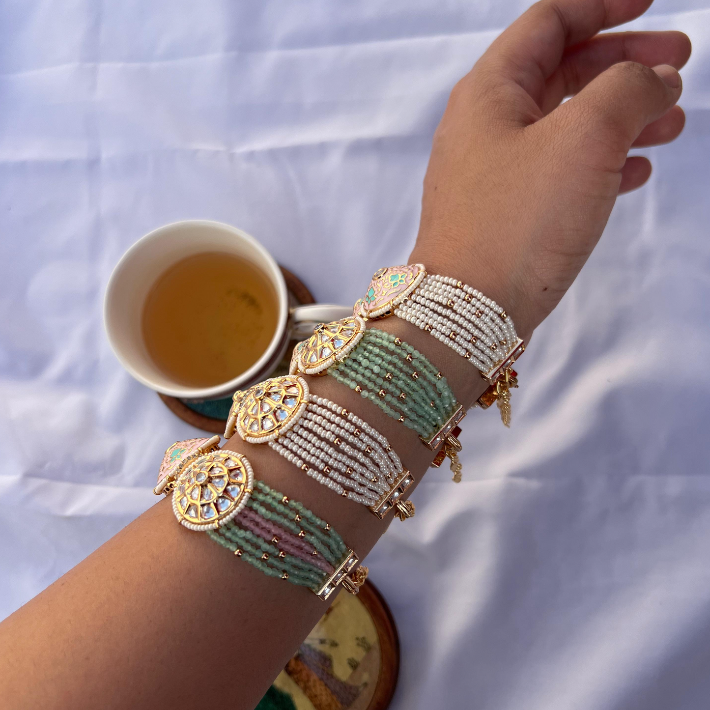 Gangaur Kundan and enamel bracelet