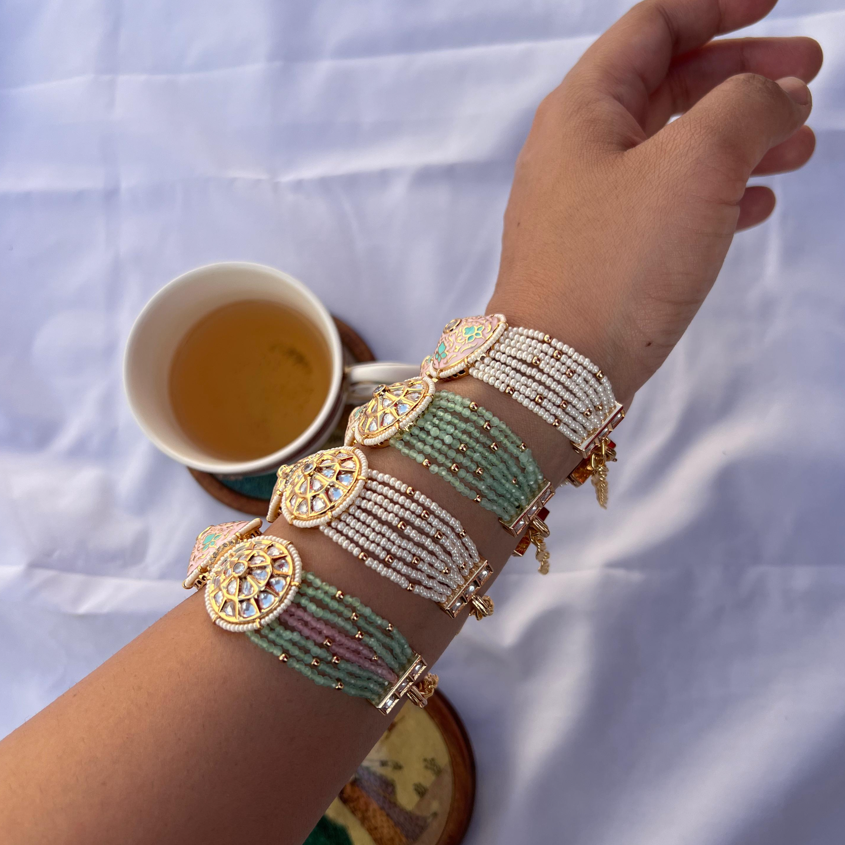 Gangaur Kundan and enamel bracelet
