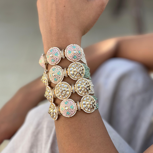 Gangaur Kundan and enamel bracelet