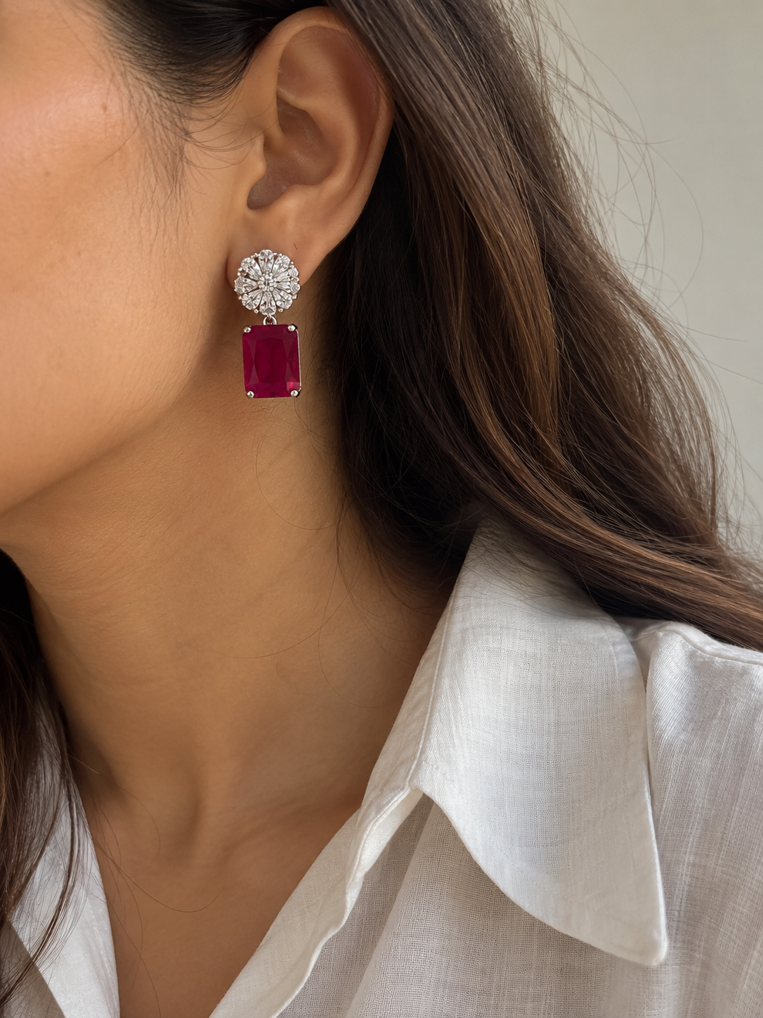 Octo Flora Earrings-Ruby