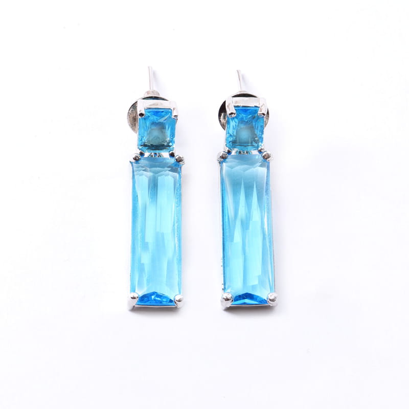 Brick Earrings - Blue