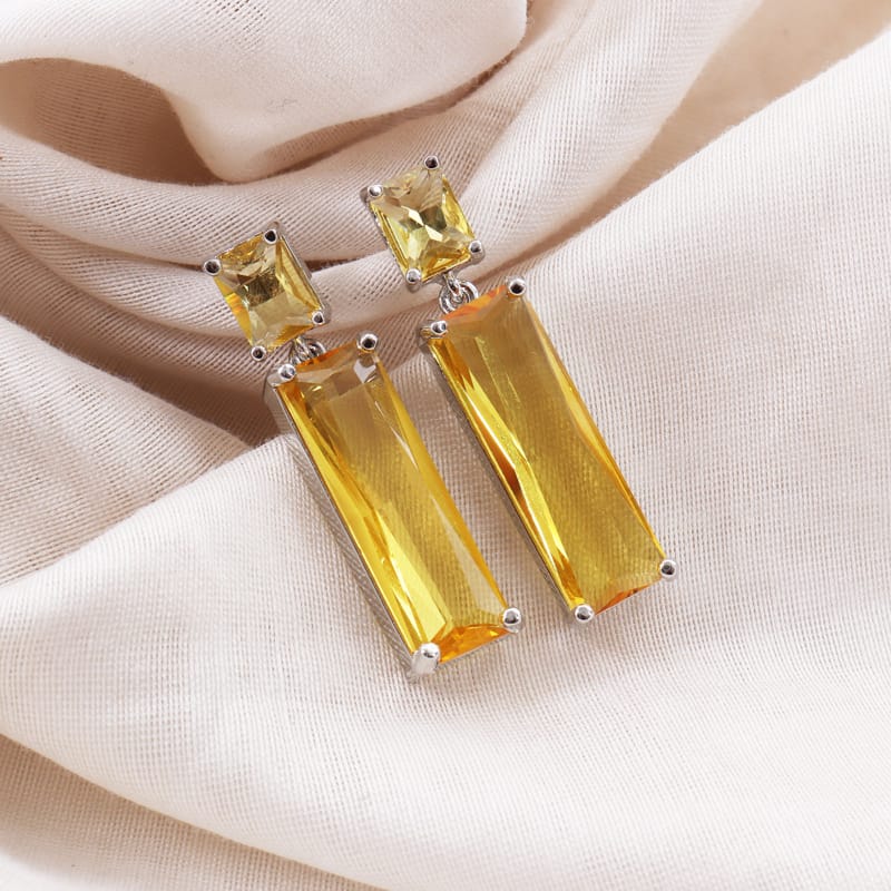 Brick Earrings - Citrine