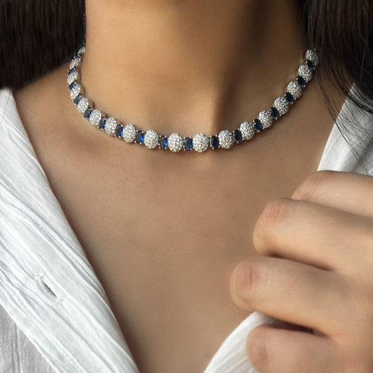 Irisa Blue Colored Necklace Set