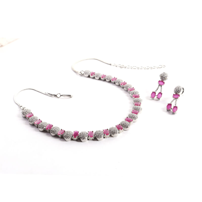 Irisa Ruby Colored Necklace Set