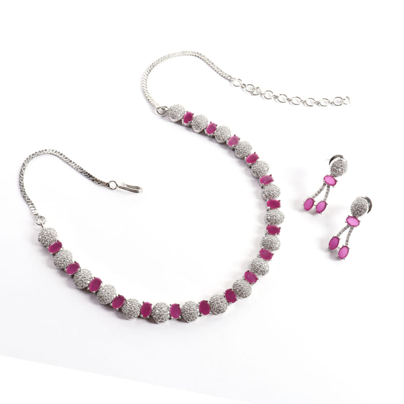 Irisa Ruby Colored Necklace Set